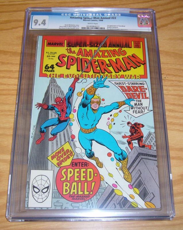 Amazing Spider-Man Annual #22 CGC 9.4 marvel new warriors key - 1ST SPEEDBALL