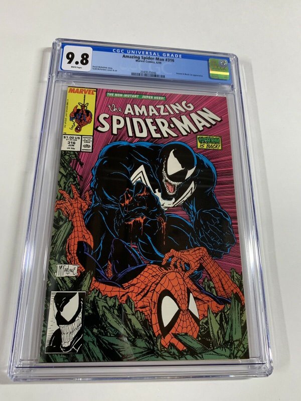 Amazing Spider-man 316 Cgc 9.8 White Pages 1st Venom Cover Marvel