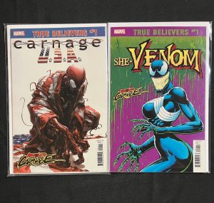 TRUE BELIEVERS: CARNAGE USA/SHE VENOM #1 - 2PC LOT  (9.0 OB) 2018/19