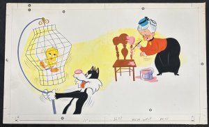 Looney Tunes Picnic Problems Painted Art - Sylvester, Tweety Bird, & Granny DPS