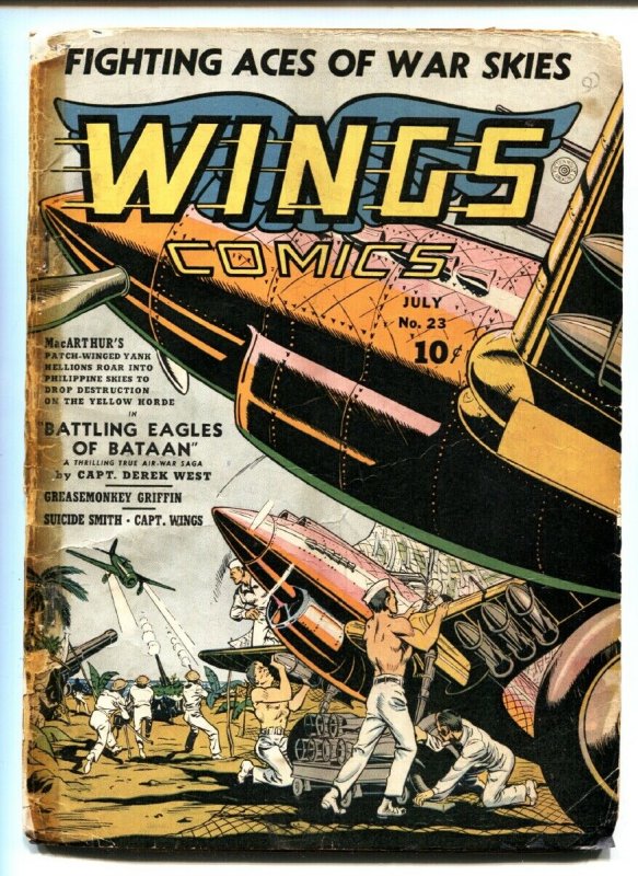 Wings #23 Golden-Age comic book 1942- Parachute Patrol- Skull Squad-