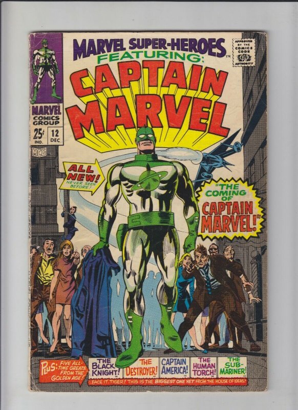 Marvel Super-Heroes (Vol. 1) #12 VG; Marvel | 1st app/origin of Captain Marvel 