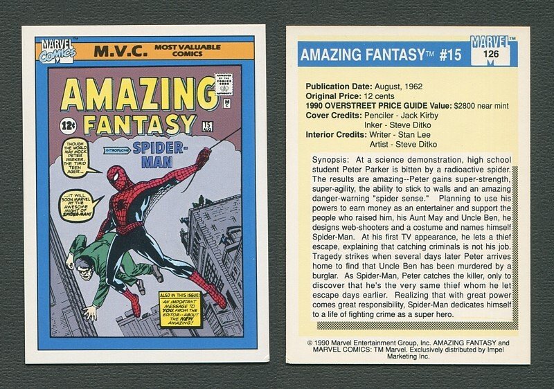 1990 Marvel Comics Card  #126 (Amazing Fantasy #15 Cover) / NM_MT