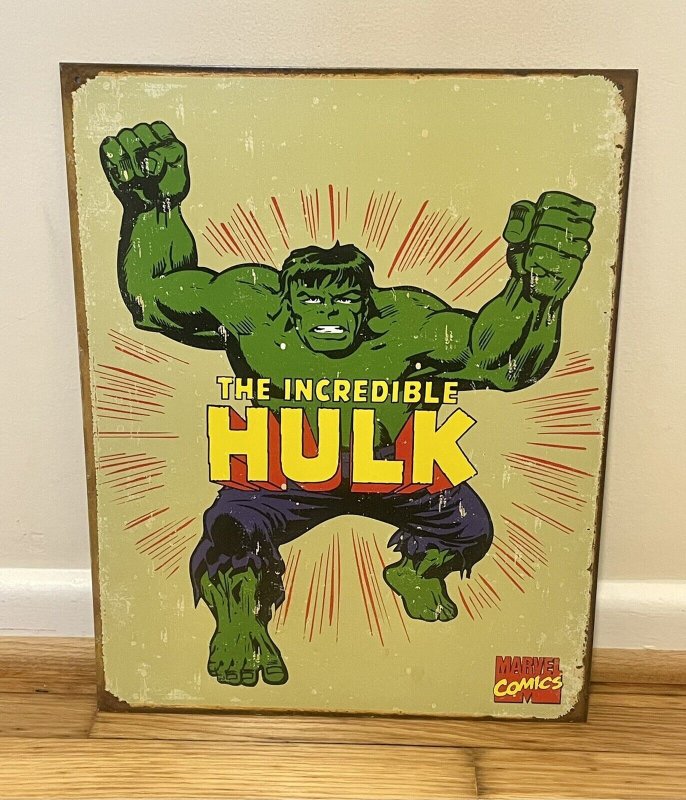 The Incredible Hulk Tin Sign Poster 16x12.5 in Marvel Comics 2007 Retro Style