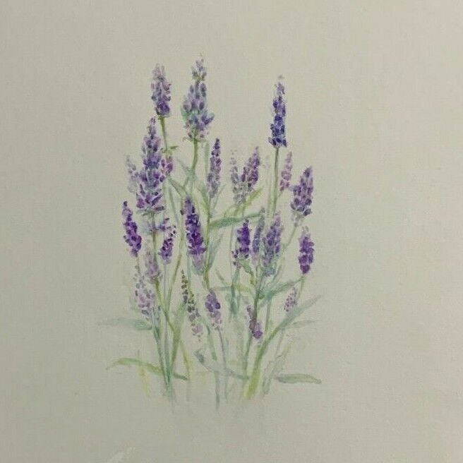 EASTER BLESSINGS Painted Purple Flowers 9x12 Greeting Card Art #5149