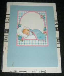 CONGRATULATIONS New Baby Boy Sleeping 5x7 Greeting Card Art #242B