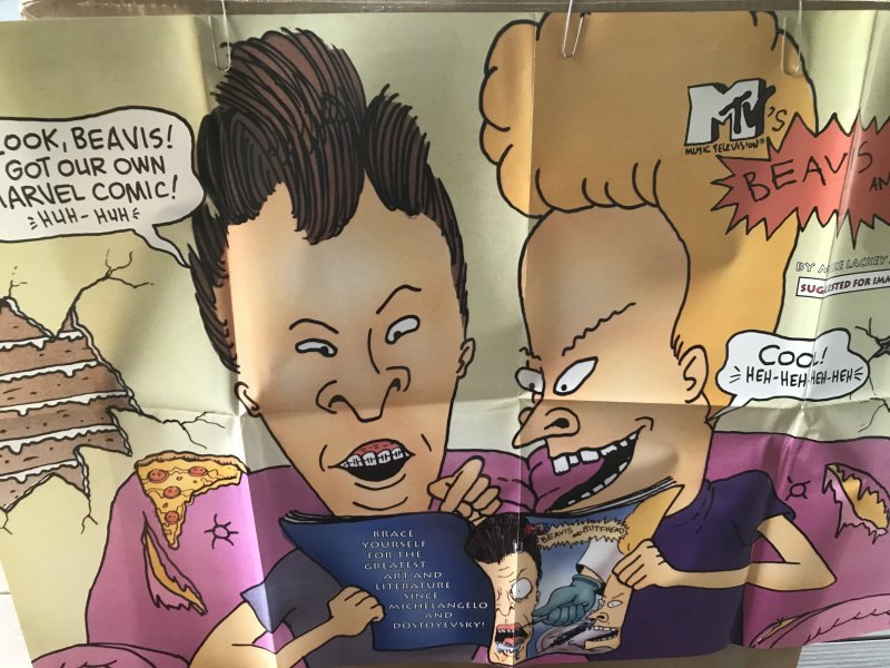 BEAVIS & BUTTHEAD Folded Promo Poster : Marvel 1994 NM 34” x 22”, #1 comic ad