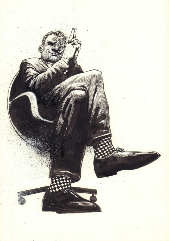 Two-Face from Batman in Chair - art by Fred Harper