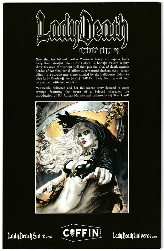 Lady Death Unholy Ruin #1 Jewel Edition Signed w/COA #182/300 (2017) NM