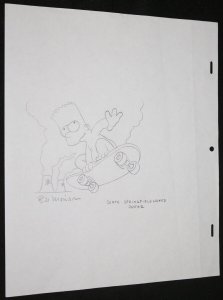 The Simpsons Bart Simpson Naked Skateboarding Poster Art by Bill Morrison