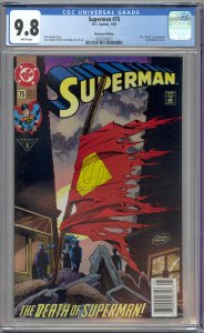 Superman #75 (1993) CGC 9.8 NM/M DEATH OF SUPERMAN NEWSSTAND EDITION!