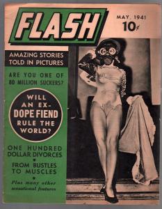 Flash #1 5/1941-cheesecake-exploitation-showgirl gas mask cover-1st issue-FN/VF