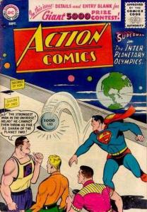 Superman in The Interplanetary Olympics! : The Strongest Man in the Universe? Ho-Ho! He Cannot Even Throw as Far as Sharn of the Planet Iwo!