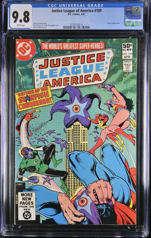 JUSTICE LEAGUE OF AMERICA #189-CGC 9.8 comic book-BRIAN BOLLAND COVER-4376336014