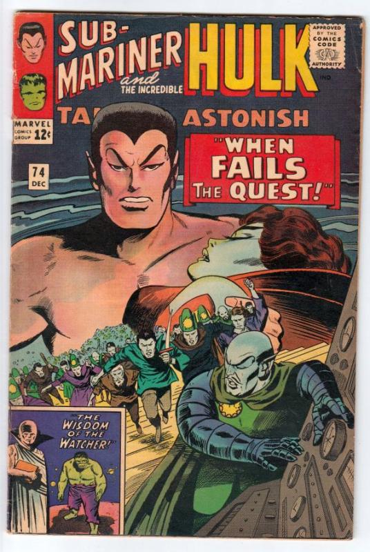 Tales to Astonish #74 (Dec-65) FN/VF Mid-High-Grade Incredible Hulk, Namor th...