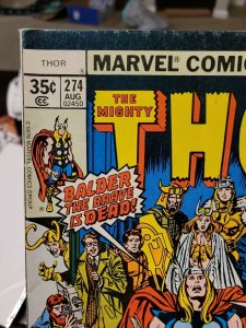 Thor #274 Marvel Comics 1978 Bronze Age 1st app Odins Ravens Death Of Balder