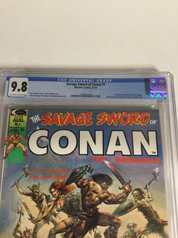 Savage Sword Of Conan 1 CGC 9.8 OW/W Pages Magazine Marvel Comics