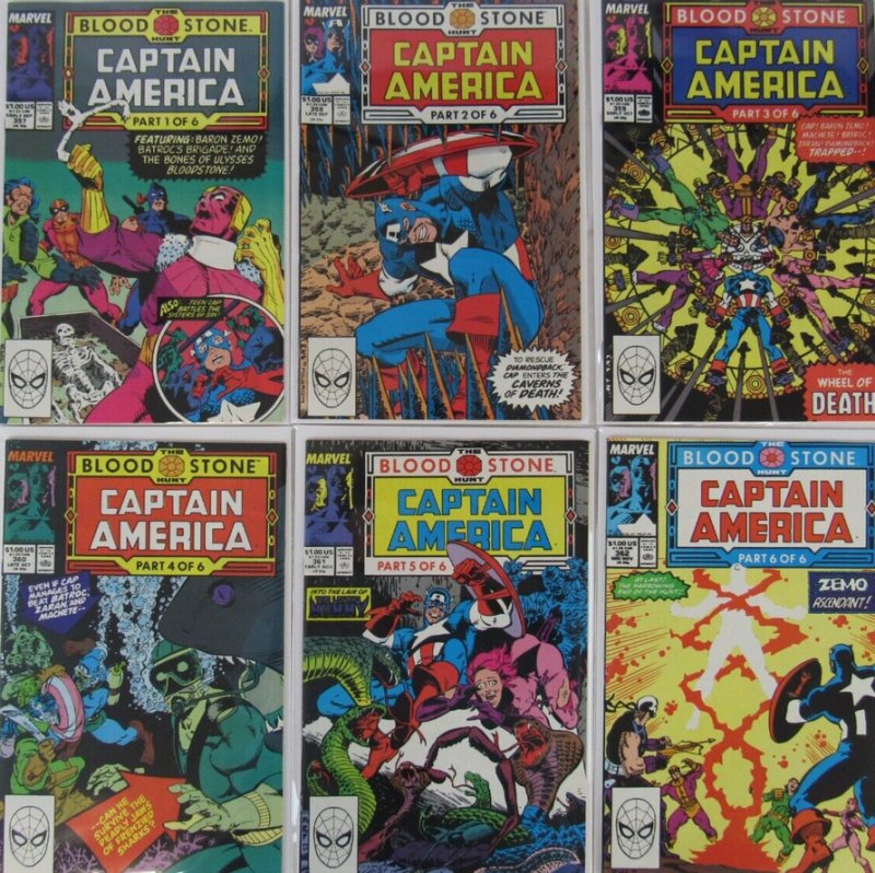 1989 CAPTAIN AMERICA BLOODSTONE HUNT SET 357 358 359 360 361 362 1ST CROSSBONES!