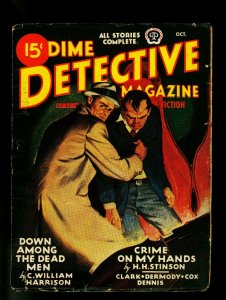 Dime Detective Pulp October 1945- Hardboiled Crime-Great cover- VG