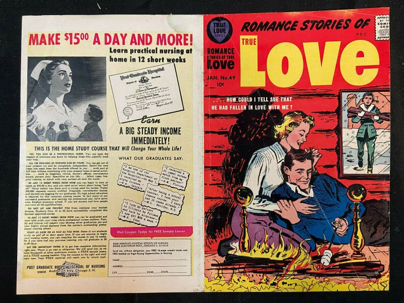 ROMANCE STORIES OF TRUE LOVE #49 COVER ONLY 1958