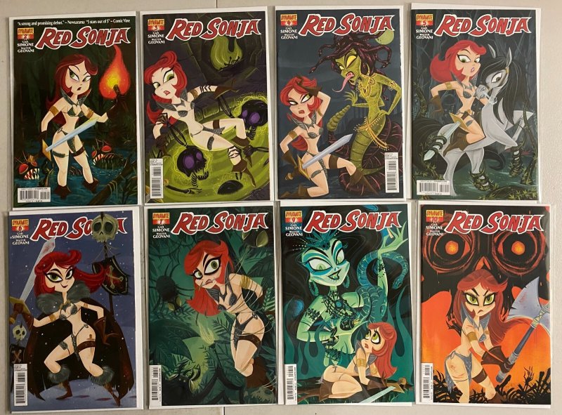 Red Sonja cartoon variant covers lot #2-18 Dynamite (8.0 VF) 14 diff (2013-'15)
