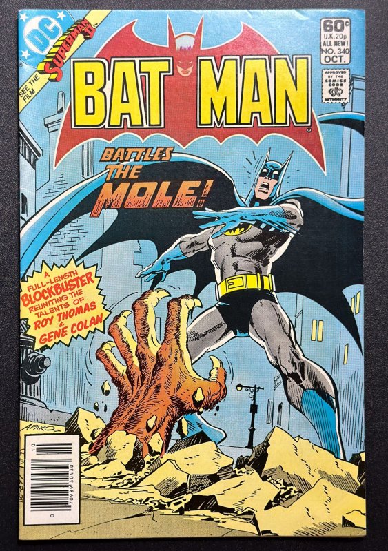 Batman #340 (1981) Newsstand - Battles the Mole - VF/NM!