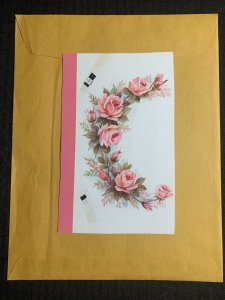 BEST OF WISHES Painted Pink Roses 5x7.5 Greeting Card Art #A9098 w/ 2 Cards