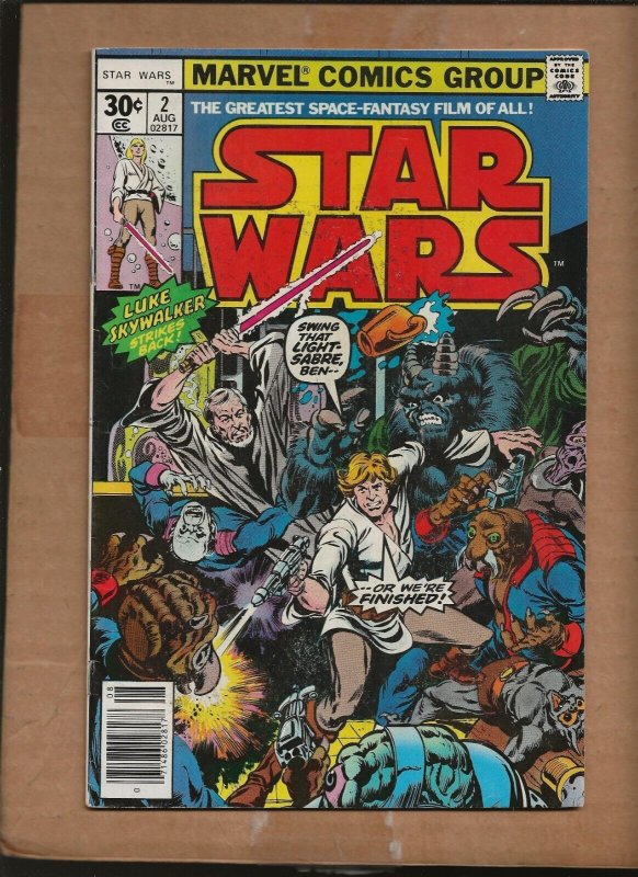 STAR WARS #2 1ST APPEARANCE OBI WAN KENOBI HAN SOLO CHEWY  MARVEL  NEWSSTAND 