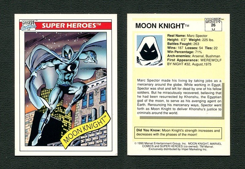 1990 Marvel Comics Card  #26  (Moon Knight)   NM