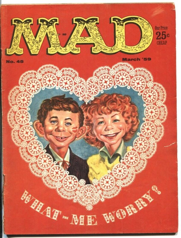 MAD #45 ALFRED E NEUMAN Valentine cover Wally Wood VG