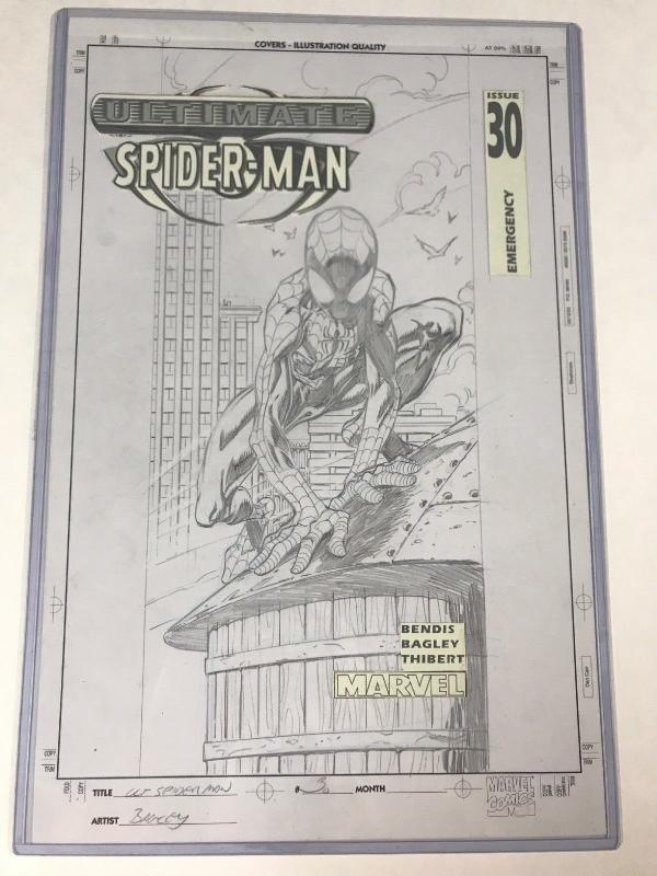 Ultimate Spider-man 30 Original Art cover Mark Bagley Mint With Transparency