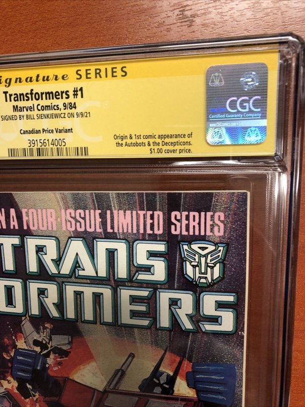 Transformers (1984)  # 1 (CGC 9.6 WP) Signed By Bill Sienkiewicz! | Canadian Cpv