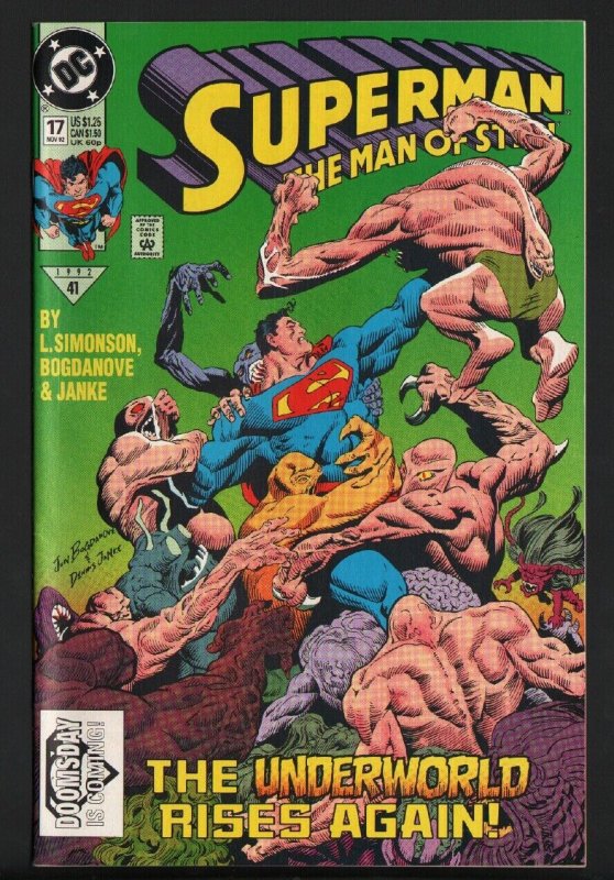 SUPERMAN THE MAN OF STEEL #17-FIRST DOOMSDAY CAMEO-DC-NM-HIGH GRADE!