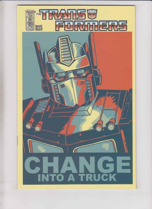 Transformers #1 VF/NM change into a truck 1:10 variant  obama campaign poster RI 