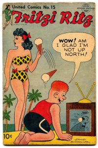 United Comics #15 1951- ICE CREAM COVER_ Fritzi Ritz VG 