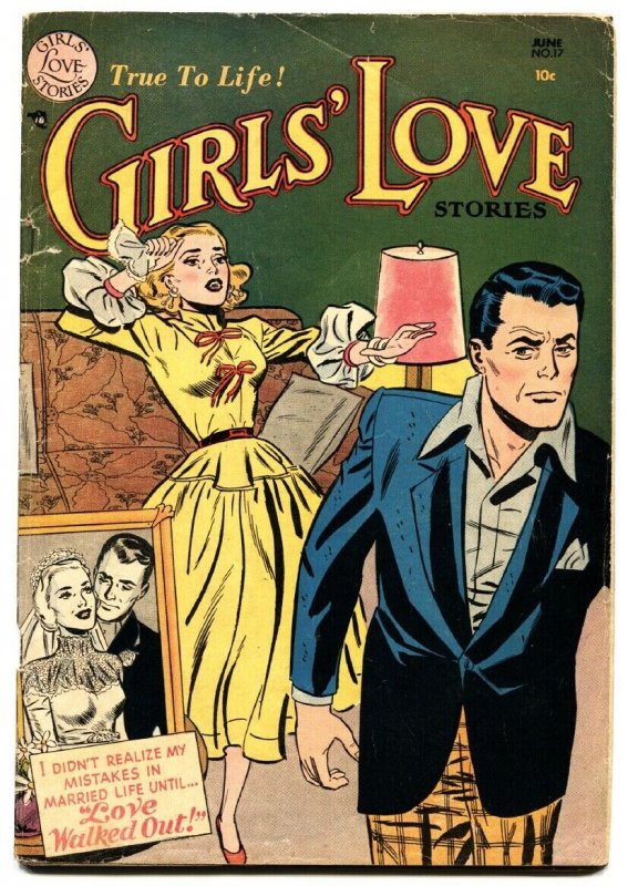 GIRLS LOVE STORIES #17 comic book 1952--ROMANCE-DC WAR COVER-RARE