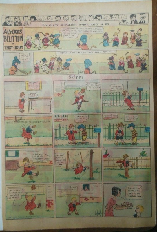 Skippy Sunday Page by Percy Crosby from 3/30/1930 Size:15 x 22 inches Full Page