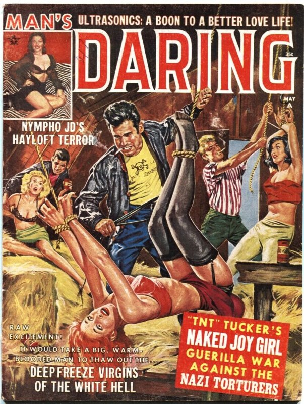 Man’s Daring May 1963-Stockings bondage-TERROR-Cheesecake- pulp art crime