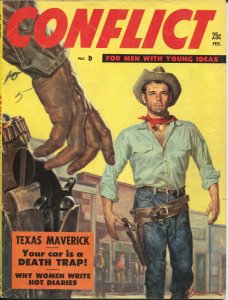 Conflict #7 2/1956-George Gross gunfight cover-cheesecake-pulp thrills-VG