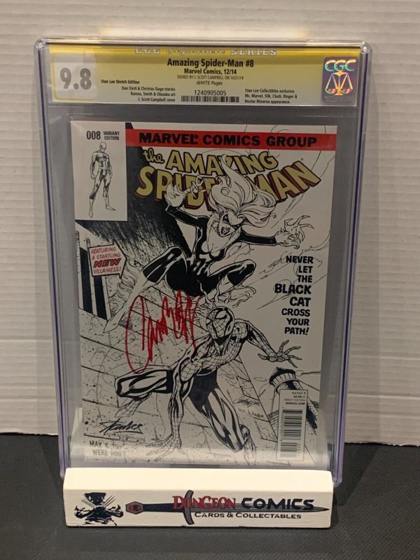 Amazing Spider-Man Vol 3 # 8 Stan Lee Edition CGC 9.8 SS J. Scott Campbell [GC2]