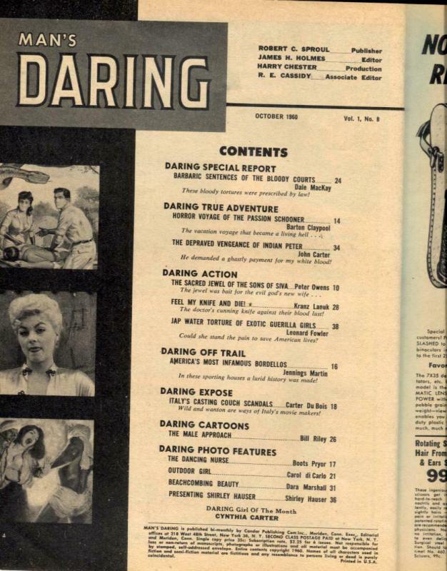 Man's Daring Magazine October 1960- bondage cover incomplete