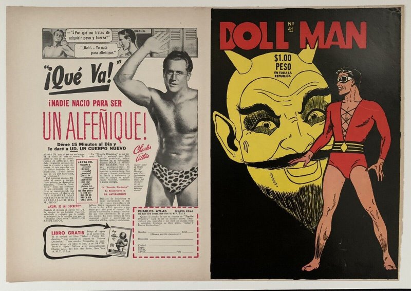 (1956) DOLL MAN #41 RARE SPANISH COVER PROOF! PLASTIC MAN vs THE DEVIL! RARE!