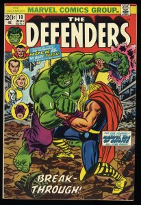 Defenders #10 VF 8.0 Thor Vs Incredible Hulk!  Avengers-Defenders crossover!