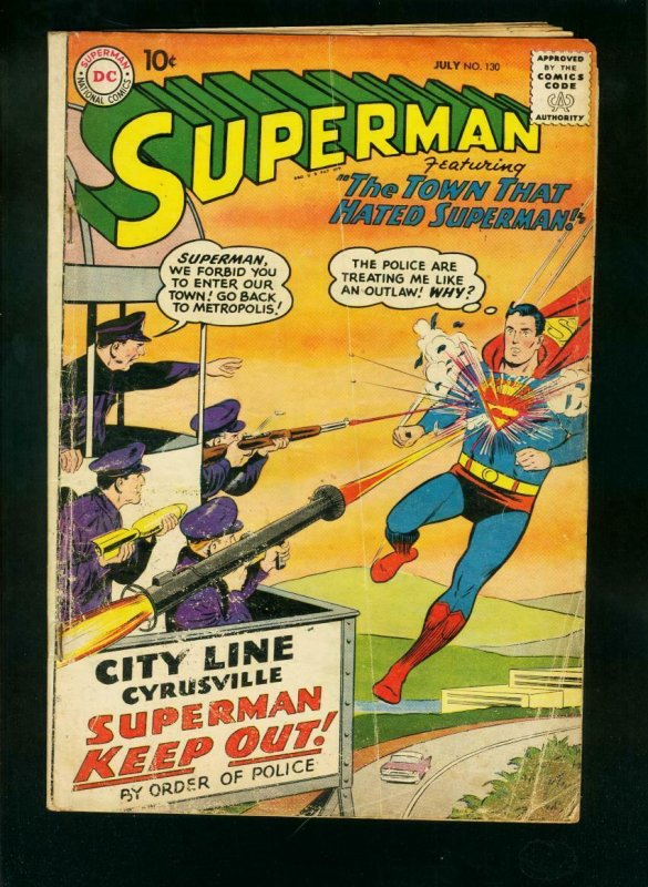 SUPERMAN #130 1959-2nd KRYPTO-OUTLAW SUPERMAN-BAZOOKA COVER-low grade copy FR/G