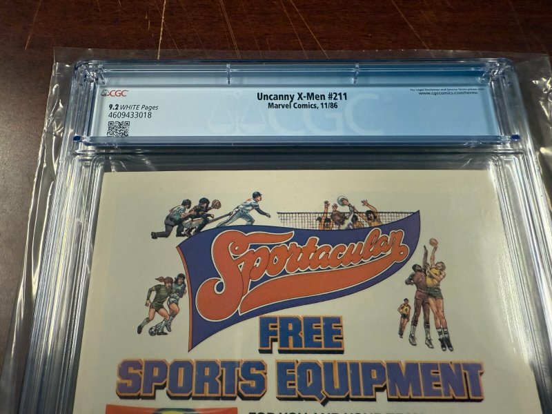 Uncanny X-Men # 211 CGC Graded 9.2 Marvel Comic Book Wolverine Marauders JH16