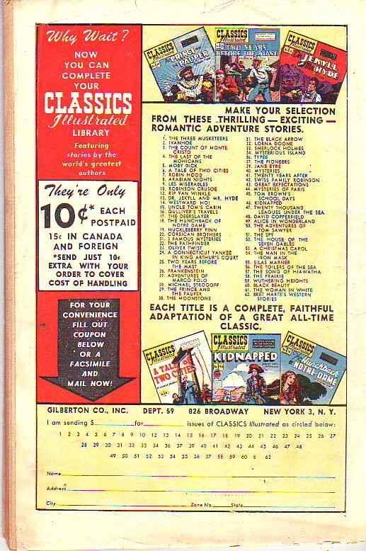 Classics Illustrated #62 (Aug-49) VG+ Affordable-Grade 