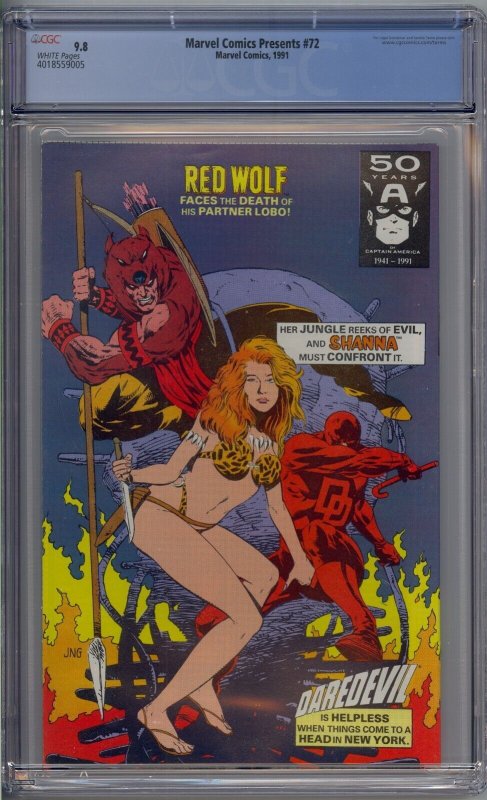 MARVEL COMICS PRESENTS #72 CGC 9.8 WOLVERINE ORIGIN WEAPON X WHITE PAGES 9005 