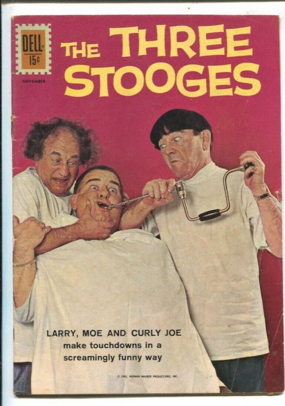 Three Stooges #6 1961-Dell-dentist office photo cover-slapstick humor-VG