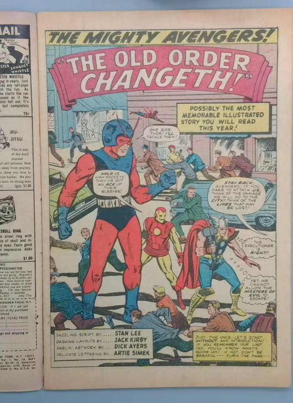 Avengers #16, VG- New Line Up Begins Marvel Comics, May 1965 JR1