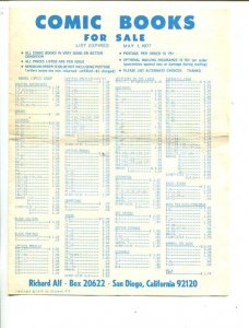 Richard Alf Comic Book Price List #  1977 -   -VG - Comic Book